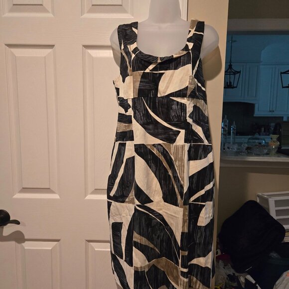 Weekend Max Mara Sleeveless Cotton Printed Geometric Shift Dress Size 12 - Picture 3 of 16
